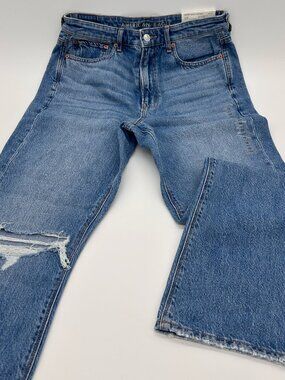 American Eagle High 90s Jeans Stretch Denim Blue Women's 10 X Long Boho NWT